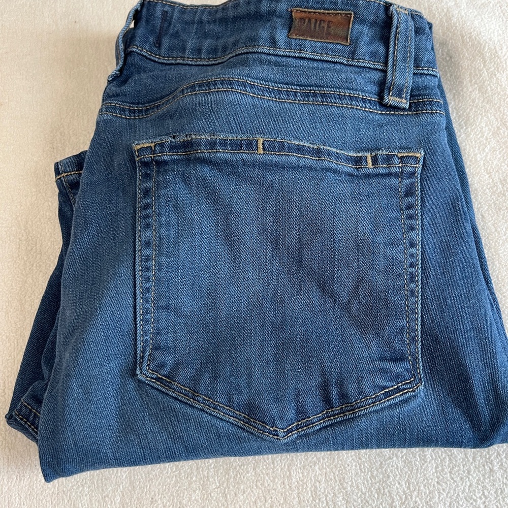 PAIGE Women's Straight Leg Blue Jeans